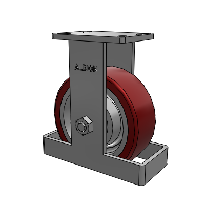 410 Series Top Plate Rigid Caster with 8 x 3 Maroon Tread on Aluminum Core AK - Crown Polyurethane (Aluminum Core) wheel