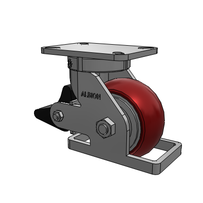 410 Series Top Plate Swivel Caster with 6 x 3 Maroon Tread on Aluminum Core AX - Round Polyurethane (Aluminum Core) wheel and Poly Lock Brake (PLB)