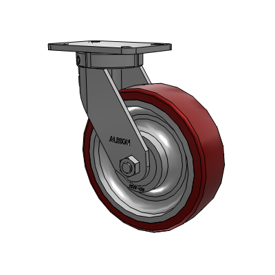 410 Series Top Plate Swivel Caster with 10 x 3 Maroon Tread on Aluminum Core AK - Crown Polyurethane (Aluminum Core) wheel