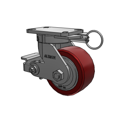 410 Series Top Plate Swivel Caster with 6 x 3 Maroon Tread on Aluminum Core AK - Crown Polyurethane (Aluminum Core) wheel and Poly Cam Brake (P)