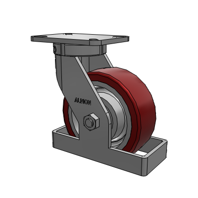 410 Series Top Plate Swivel Caster with 8 x 3 Maroon Tread on Aluminum Core AK - Crown Polyurethane (Aluminum Core) wheel