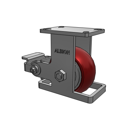 410 Series Top Plate Rigid Caster with 6 x 3 Maroon Tread on Aluminum Core AX - Round Polyurethane (Aluminum Core) wheel and Poly Cam Brake (P)