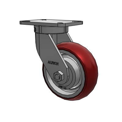 410 Series Top Plate Swivel Caster with 8 x 3 Maroon Tread on Aluminum Core AX - Round Polyurethane (Aluminum Core) wheel