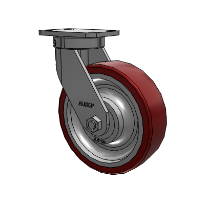 410 Series Top Plate Swivel Caster with 10 x 3 Maroon Tread on Aluminum Core AK - Crown Polyurethane (Aluminum Core) wheel