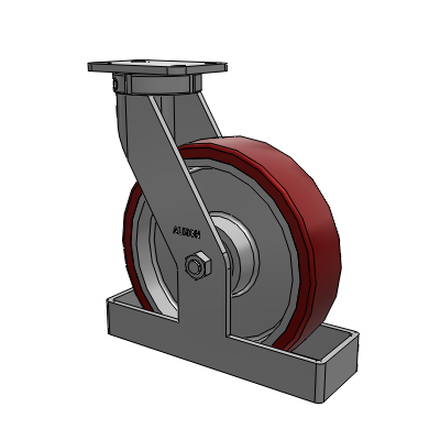 410 Series Top Plate Swivel Caster with 12 x 3 Maroon Tread on Aluminum Core AK - Crown Polyurethane (Aluminum Core) wheel
