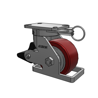 410 Series Top Plate Swivel Caster with 6 x 3 Maroon Tread on Aluminum Core AK - Crown Polyurethane (Aluminum Core) wheel and Poly Lock Brake (PLB)