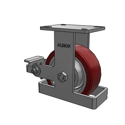 410 Series Top Plate Rigid Caster with 8 x 3 Maroon Tread on Aluminum Core AK - Crown Polyurethane (Aluminum Core) wheel and Poly Cam Brake (P)