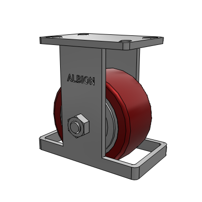 410 Series Top Plate Rigid Caster with 6 x 3 Maroon Tread on Aluminum Core AK - Crown Polyurethane (Aluminum Core) wheel