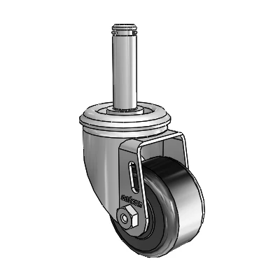 2 Series Grip Ring Stem Zinc Swivel Caster Caster with 2.5 x 1.4375 Black Phenolic Wheel