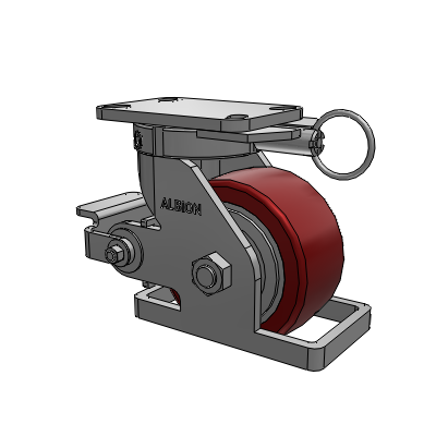 410 Series Top Plate Swivel Caster with 6 x 3 Maroon Tread on Aluminum Core AK - Crown Polyurethane (Aluminum Core) wheel and Poly Cam Brake (P)