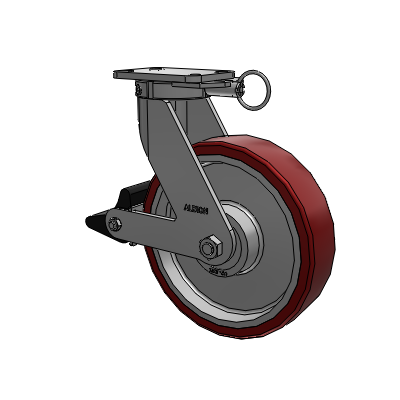 410 Series Top Plate Swivel Caster with 12 x 3 Maroon Tread on Aluminum Core AK - Crown Polyurethane (Aluminum Core) wheel and Poly Lock Brake (PLB)