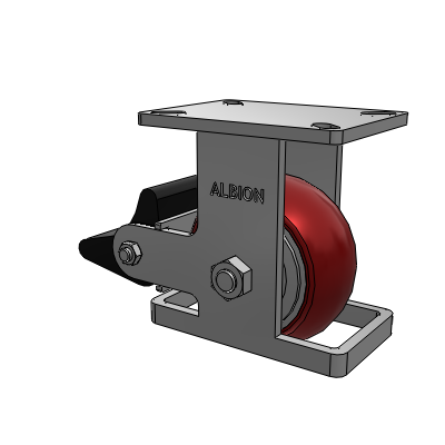 410 Series Top Plate Rigid Caster with 6 x 3 Maroon Tread on Aluminum Core AX - Round Polyurethane (Aluminum Core) wheel and Poly Lock Brake (PLB)
