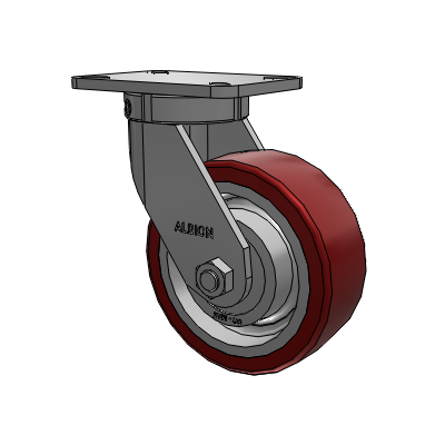 410 Series Top Plate Swivel Caster with 8 x 3 Maroon Tread on Aluminum Core AK - Crown Polyurethane (Aluminum Core) wheel