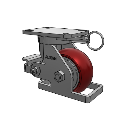 410 Series Top Plate Swivel Caster with 6 x 3 Maroon Tread on Aluminum Core AX - Round Polyurethane (Aluminum Core) wheel and Poly Cam Brake (P)