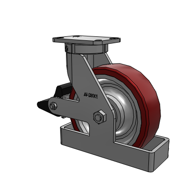 410 Series Top Plate Swivel Caster with 10 x 3 Maroon Tread on Aluminum Core AK - Crown Polyurethane (Aluminum Core) wheel and Poly Lock Brake (PLB)