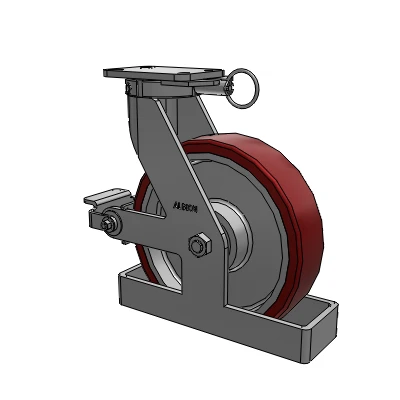 410 Series Top Plate Swivel Caster with 12 x 3 Maroon Tread on Aluminum Core AK - Crown Polyurethane (Aluminum Core) wheel and Poly Cam Brake (P)