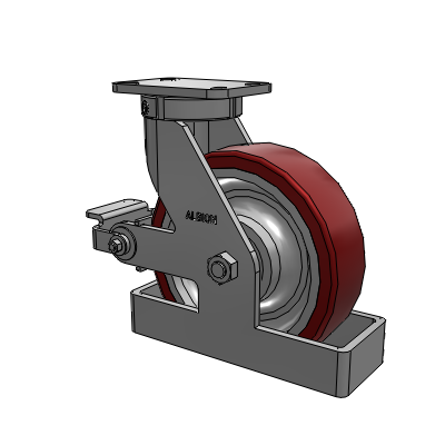 410 Series Top Plate Swivel Caster with 10 x 3 Maroon Tread on Aluminum Core AK - Crown Polyurethane (Aluminum Core) wheel and Poly Cam Brake (P)