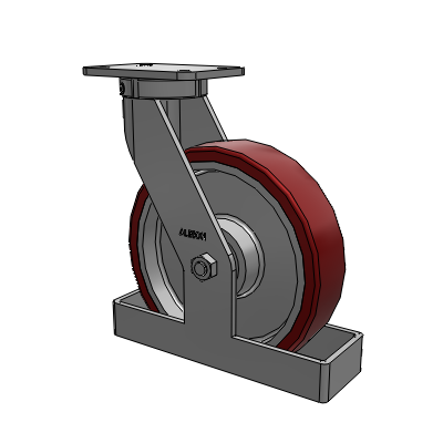 410 Series Top Plate Swivel Caster with 12 x 3 Maroon Tread on Aluminum Core AK - Crown Polyurethane (Aluminum Core) wheel