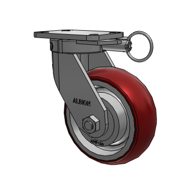410 Series Top Plate Swivel Caster with 8 x 3 Maroon Tread on Aluminum Core AX - Round Polyurethane (Aluminum Core) wheel