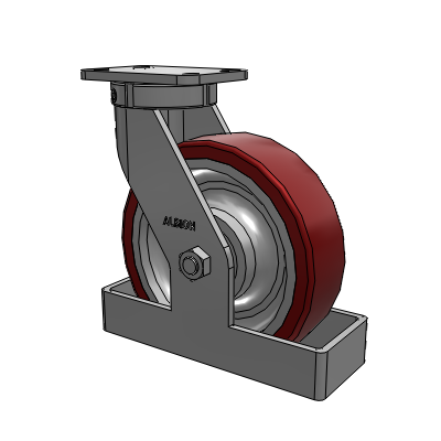 410 Series Top Plate Swivel Caster with 10 x 3 Maroon Tread on Aluminum Core AK - Crown Polyurethane (Aluminum Core) wheel