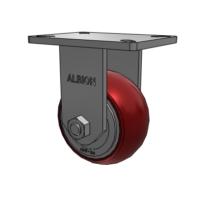 410 Series Top Plate Rigid Caster with 6 x 3 Maroon Tread on Aluminum Core AX - Round Polyurethane (Aluminum Core) wheel