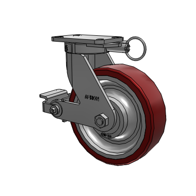 410 Series Top Plate Swivel Caster with 10 x 3 Maroon Tread on Aluminum Core AK - Crown Polyurethane (Aluminum Core) wheel and Poly Cam Brake (P)