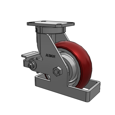 410 Series Top Plate Swivel Caster with 8 x 3 Maroon Tread on Aluminum Core AX - Round Polyurethane (Aluminum Core) wheel and Poly Cam Brake (P)