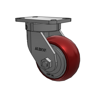 410 Series Top Plate Swivel Caster with 6 x 3 Maroon Tread on Aluminum Core AX - Round Polyurethane (Aluminum Core) wheel