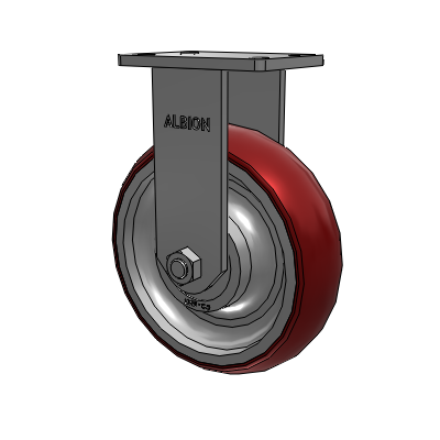 410 Series Top Plate Rigid Caster with 10 x 3 Maroon Tread on Aluminum Core AX - Round Polyurethane (Aluminum Core) wheel