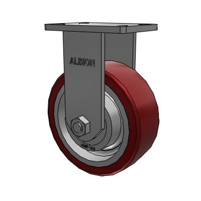 410 Series Top Plate Rigid Caster with 8 x 3 Maroon Tread on Aluminum Core AK - Crown Polyurethane (Aluminum Core) wheel