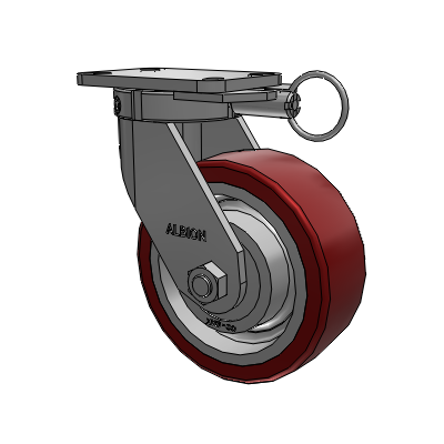 410 Series Top Plate Swivel Caster with 8 x 3 Maroon Tread on Aluminum Core AK - Crown Polyurethane (Aluminum Core) wheel