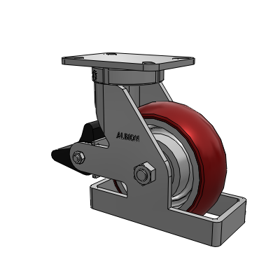 410 Series Top Plate Swivel Caster with 8 x 3 Maroon Tread on Aluminum Core AX - Round Polyurethane (Aluminum Core) wheel and Poly Lock Brake (PLB)