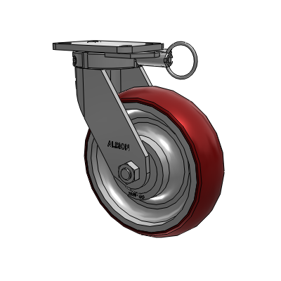 410 Series Top Plate Swivel Caster with 10 x 3 Maroon Tread on Aluminum Core AX - Round Polyurethane (Aluminum Core) wheel