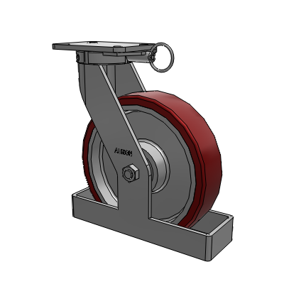 410 Series Top Plate Swivel Caster with 12 x 3 Maroon Tread on Aluminum Core AK - Crown Polyurethane (Aluminum Core) wheel