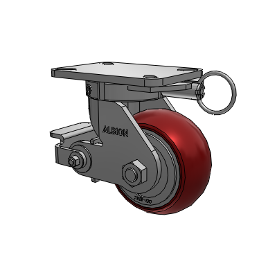 410 Series Top Plate Swivel Caster with 6 x 3 Maroon Tread on Aluminum Core AX - Round Polyurethane (Aluminum Core) wheel and Poly Cam Brake (P)