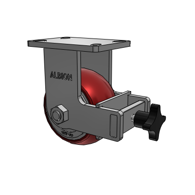 410 Series Top Plate Rigid Caster with 6 x 3 Maroon Tread on Aluminum Core AX - Round Polyurethane (Aluminum Core) wheel and Face Brake (F)