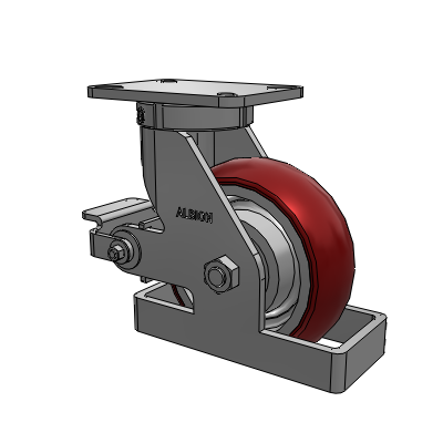 410 Series Top Plate Swivel Caster with 8 x 3 Maroon Tread on Aluminum Core AX - Round Polyurethane (Aluminum Core) wheel and Poly Cam Brake (P)