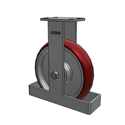 410 Series Top Plate Rigid Caster with 12 x 3 Maroon Tread on Aluminum Core AX - Round Polyurethane (Aluminum Core) wheel