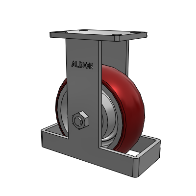 410 Series Top Plate Rigid Caster with 8 x 3 Maroon Tread on Aluminum Core AX - Round Polyurethane (Aluminum Core) wheel