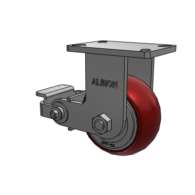 410 Series Top Plate Rigid Caster with 6 x 3 Maroon Tread on Aluminum Core AX - Round Polyurethane (Aluminum Core) wheel and Poly Cam Brake (P)