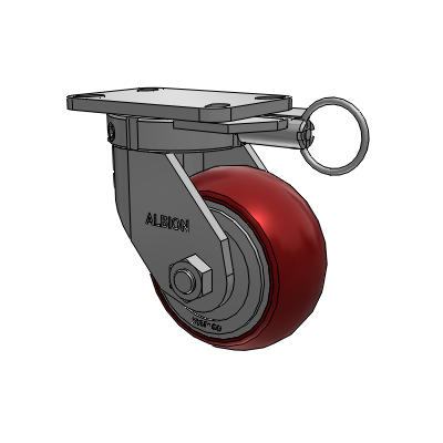 410 Series Top Plate Swivel Caster with 6 x 3 Maroon Tread on Aluminum Core AX - Round Polyurethane (Aluminum Core) wheel