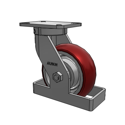 410 Series Top Plate Swivel Caster with 8 x 3 Maroon Tread on Aluminum Core AX - Round Polyurethane (Aluminum Core) wheel