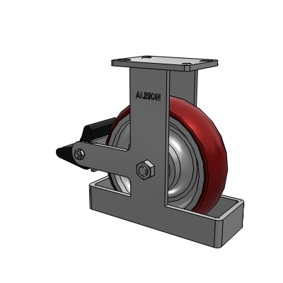 410 Series Top Plate Rigid Caster with 10 x 3 Maroon Tread on Aluminum Core AX - Round Polyurethane (Aluminum Core) wheel and Poly Lock Brake (PLB)