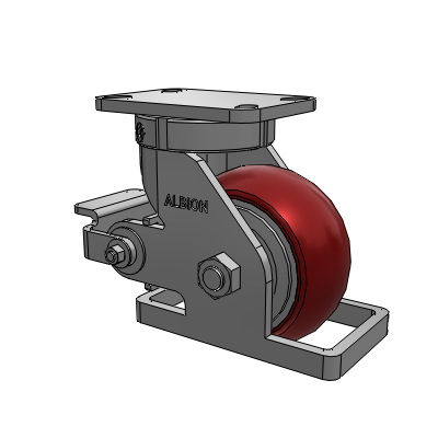 410 Series Top Plate Swivel Caster with 6 x 3 Maroon Tread on Aluminum Core AX - Round Polyurethane (Aluminum Core) wheel and Poly Cam Brake (P)
