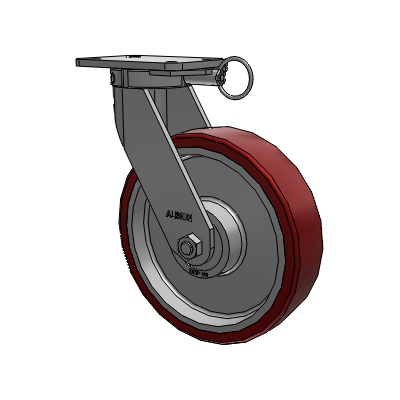 410 Series Top Plate Swivel Caster with 12 x 3 Maroon Tread on Aluminum Core AK - Crown Polyurethane (Aluminum Core) wheel