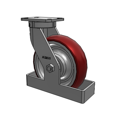 410 Series Top Plate Swivel Caster with 10 x 3 Maroon Tread on Aluminum Core AX - Round Polyurethane (Aluminum Core) wheel
