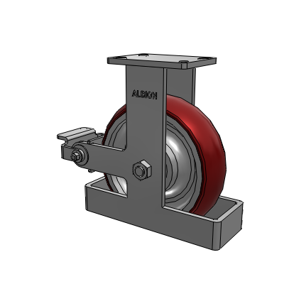 410 Series Top Plate Rigid Caster with 10 x 3 Maroon Tread on Aluminum Core AX - Round Polyurethane (Aluminum Core) wheel and Poly Cam Brake (P)