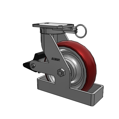410 Series Top Plate Swivel Caster with 10 x 3 Maroon Tread on Aluminum Core AX - Round Polyurethane (Aluminum Core) wheel and Poly Lock Brake (PLB)
