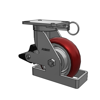 410 Series Top Plate Swivel Caster with 8 x 3 Maroon Tread on Aluminum Core AX - Round Polyurethane (Aluminum Core) wheel and Poly Lock Brake (PLB)