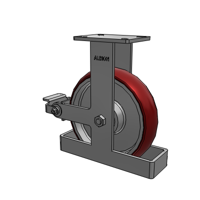 410 Series Top Plate Rigid Caster with 12 x 3 Maroon Tread on Aluminum Core AX - Round Polyurethane (Aluminum Core) wheel and Poly Cam Brake (P)